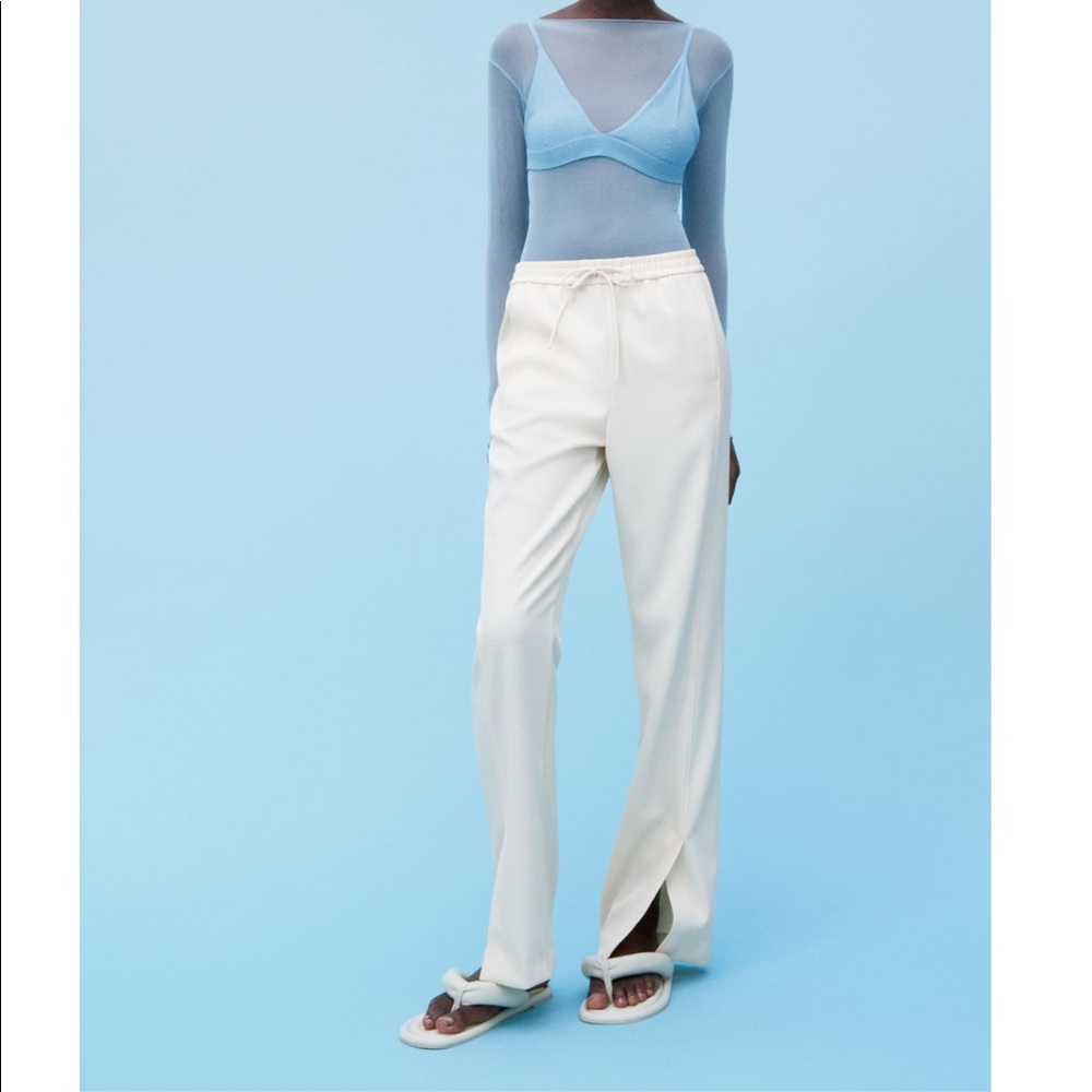 Zara full length wide leg trousers with split hem size M, worn once!!